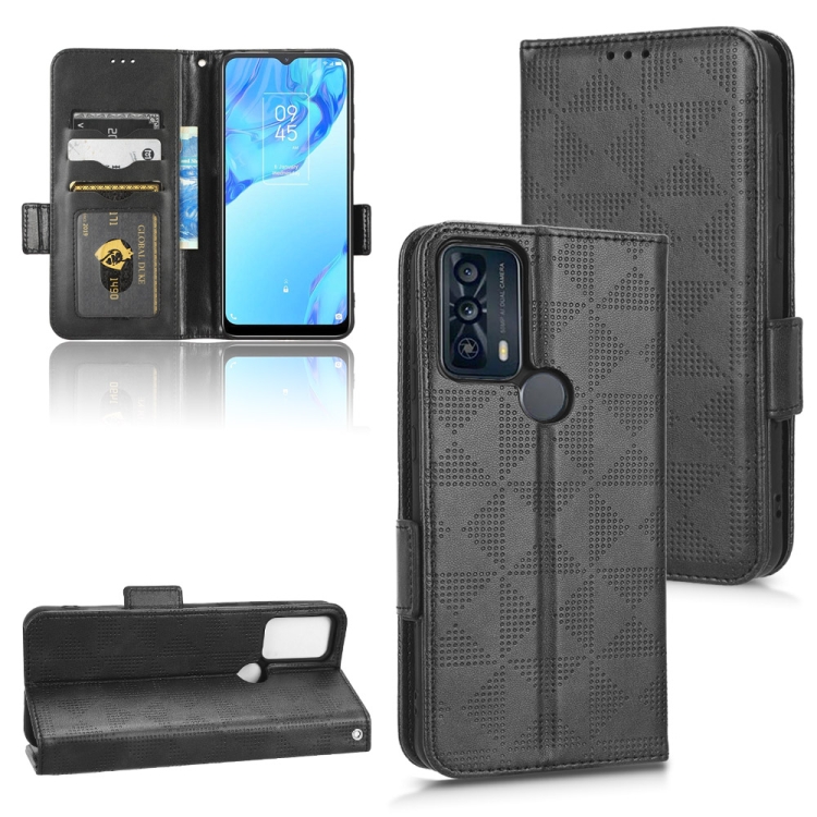 

For TCL 20B Symmetrical Triangle Leather Phone Case(Black)