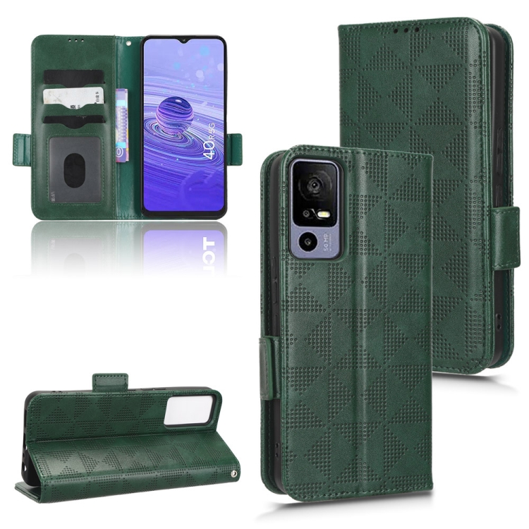

For TCL 40 R Symmetrical Triangle Leather Phone Case(Green)