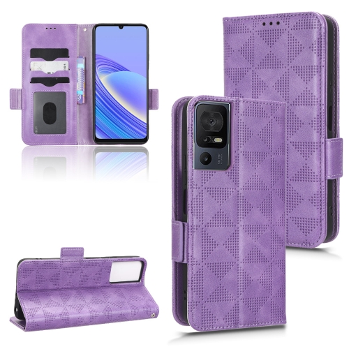 

For TCL 40 SE Symmetrical Triangle Leather Phone Case(Purple)