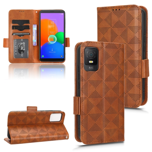 

For TCL 403 Symmetrical Triangle Leather Phone Case(Brown)