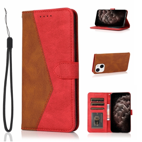 

For iPhone 13 mini Dual-color Stitching Leather Phone Case(Brown Red)