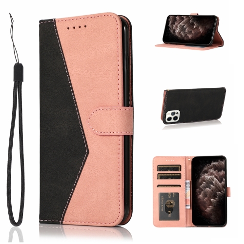 

For iPhone 13 Pro Dual-color Stitching Leather Phone Case(Black Rose Gold)