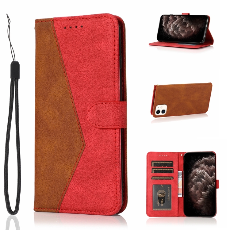 

For iPhone 12 mini Dual-color Stitching Leather Phone Case(Brown Red)