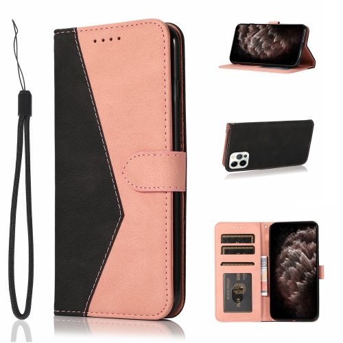 

For iPhone 12 Pro Max Dual-color Stitching Leather Phone Case(Black Rose Gold)