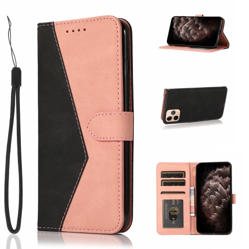 

For iPhone 11 Pro Dual-color Stitching Leather Phone Case(Black Rose Gold)
