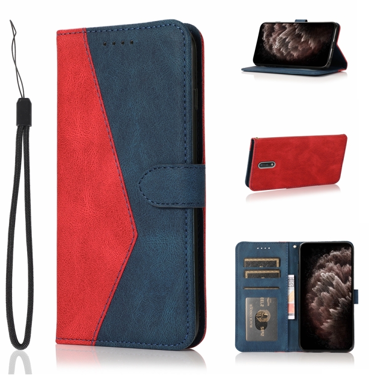 

For Nokia 2.3 Dual-color Stitching Leather Phone Case(Red Blue)