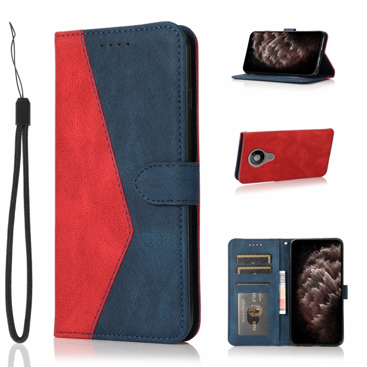 

For Nokia 5.3 Dual-color Stitching Leather Phone Case(Red Blue)
