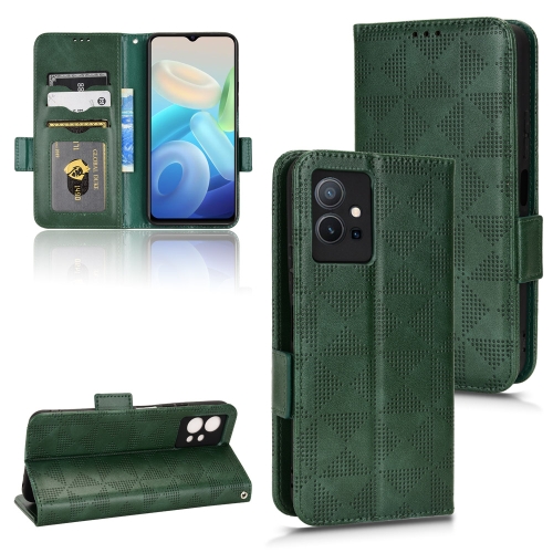 

For vivo T1 5G / Y75 5G / Y55 5G Symmetrical Triangle Leather Phone Case(Green)