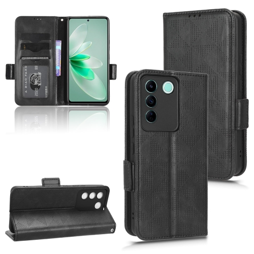 

For vivo V27e / S16e Symmetrical Triangle Leather Phone Case(Black)