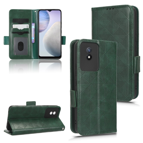 

For vivo Y02 4G Symmetrical Triangle Leather Phone Case(Green)