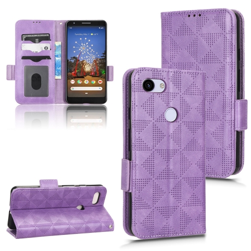 

For Google Pixel 3 Lite XL / 3a XL Symmetrical Triangle Leather Phone Case(Purple)