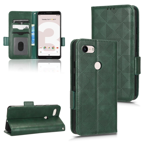 

For Google Pixel 3 Symmetrical Triangle Leather Phone Case(Green)