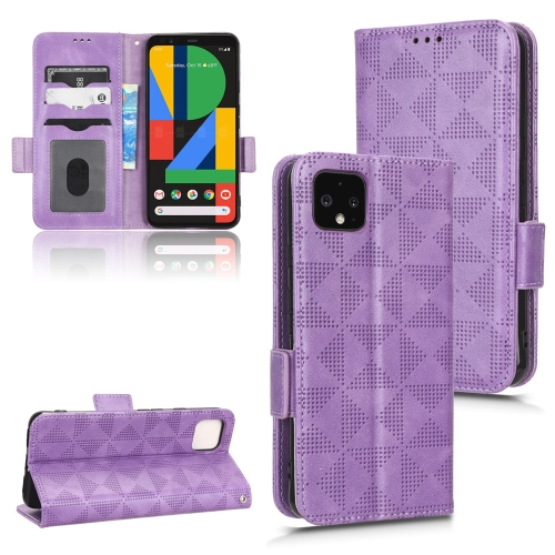 

For Google Pixel 4 XL Symmetrical Triangle Leather Phone Case(Purple)