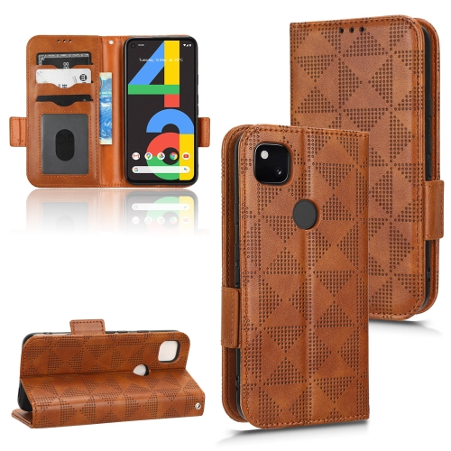 

For Google Pixel 4a 4G Symmetrical Triangle Leather Phone Case(Brown)