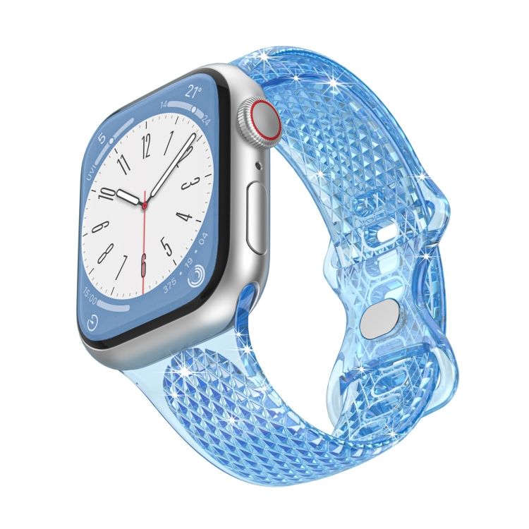 

Diamond Pattern Clear TPU Watch Band For Apple Watch Series 8&7 41mm / SE 2&6&SE&5&4 40mm / 3&2&1 38mm(Blue)