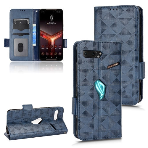 

For Asus ROG Phone II Symmetrical Triangle Leather Phone Case(Blue)