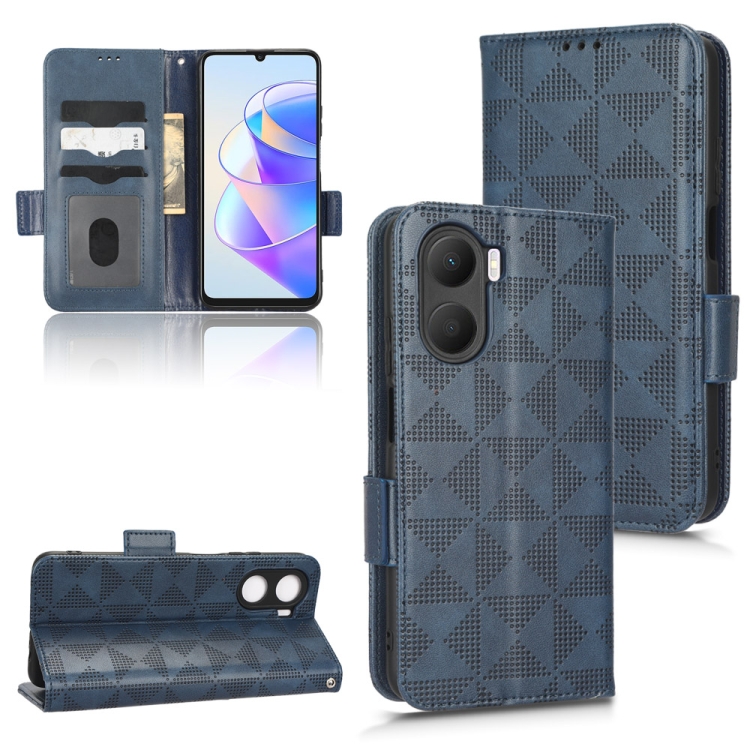 

For Honor Play 40 Plus Symmetrical Triangle Leather Phone Case(Blue)