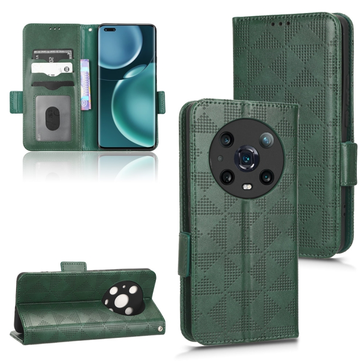 

For Honor Magic4 Pro Symmetrical Triangle Leather Phone Case(Green)