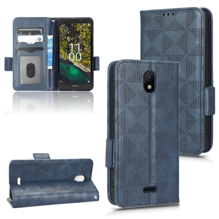 

For Nokia C100 Symmetrical Triangle Leather Phone Case(Blue)