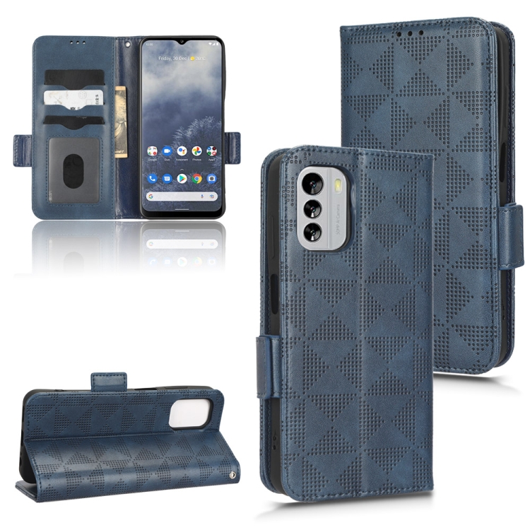 

For Nokia G60 5G Symmetrical Triangle Leather Phone Case(Blue)