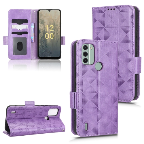 

For Nokia C31 Symmetrical Triangle Leather Phone Case(Purple)