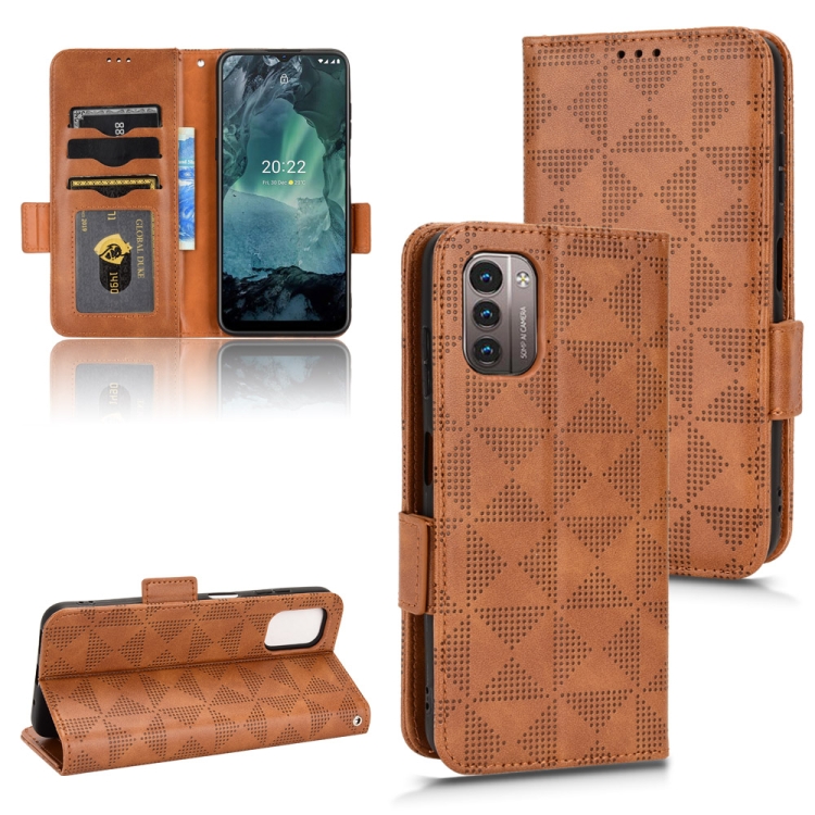 

For Nokia G21 / G11 Symmetrical Triangle Leather Phone Case(Brown)