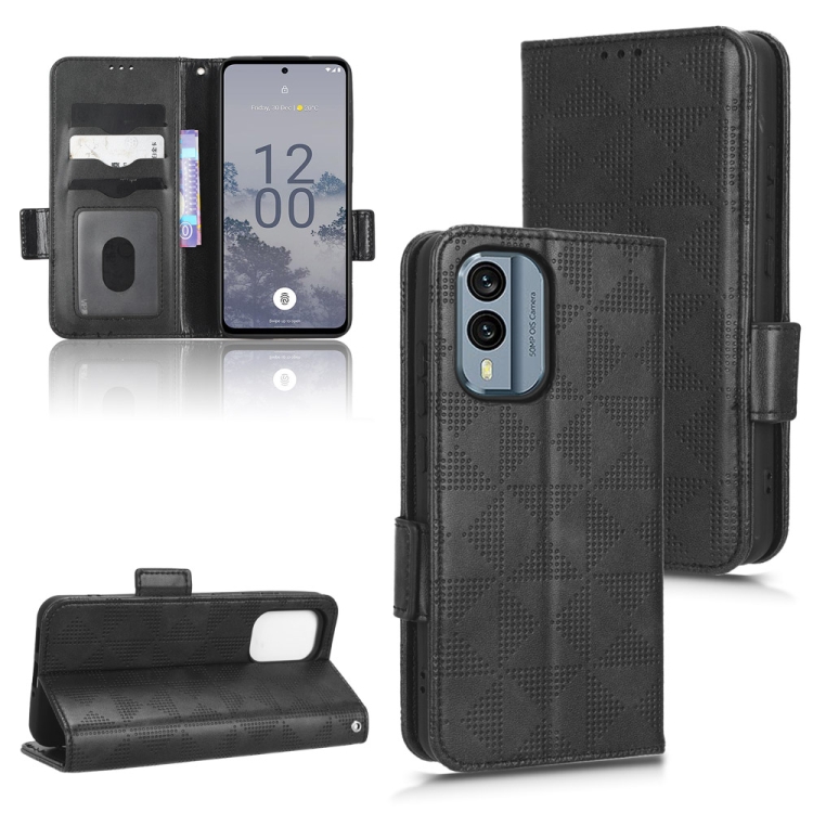 

For Nokia X30 5G Symmetrical Triangle Leather Phone Case(Black)