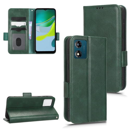 

For Motorola Moto E13 4G Symmetrical Triangle Leather Phone Case(Green)