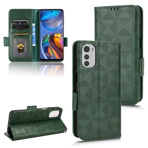 

For Motorola Moto E32 4G Symmetrical Triangle Leather Phone Case(Green)