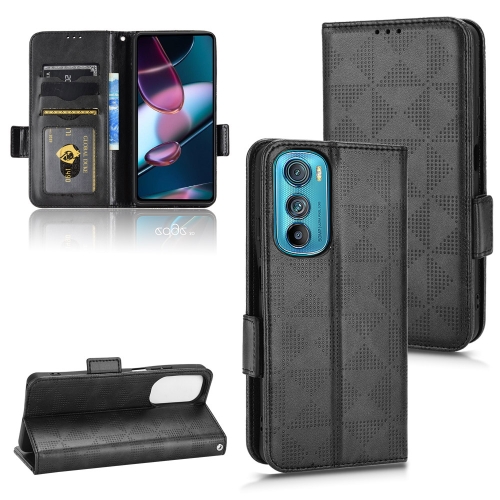 

For Motorola Edge 30 Symmetrical Triangle Leather Phone Case(Black)