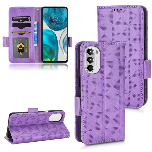 

For Motorola Moto G52 4G Symmetrical Triangle Leather Phone Case(Purple)