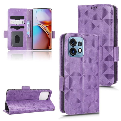 

For Motorola Moto X40 Pro Symmetrical Triangle Leather Phone Case(Purple)