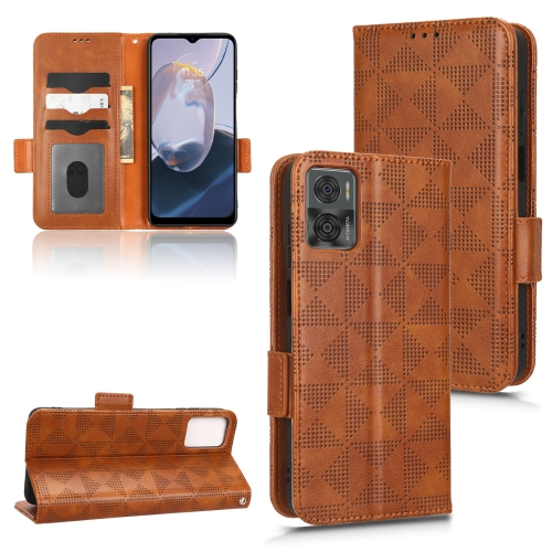 

For Motorola Moto E22 4G / E22i 4G Symmetrical Triangle Leather Phone Case(Brown)