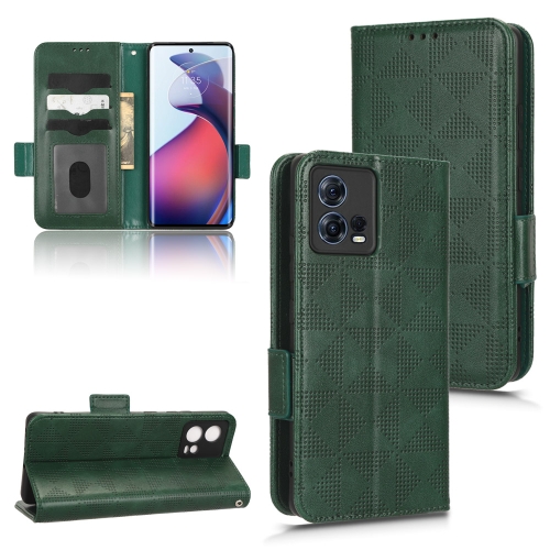 

For Motorola Edge 30 Fusion Symmetrical Triangle Leather Phone Case(Green)