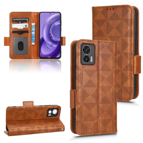 

For Motorola Edge 30 Lite Symmetrical Triangle Leather Phone Case(Brown)