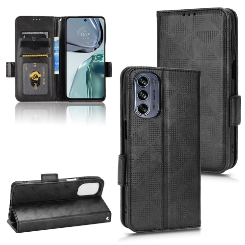 

For Motorola Moto G62 Symmetrical Triangle Leather Phone Case(Black)