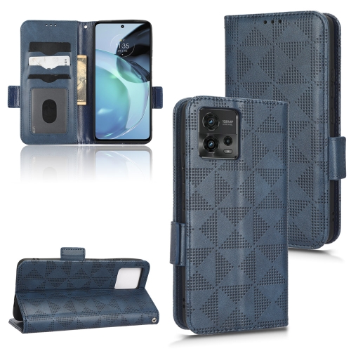 

For Motorola Moto G72 4G Symmetrical Triangle Leather Phone Case(Blue)