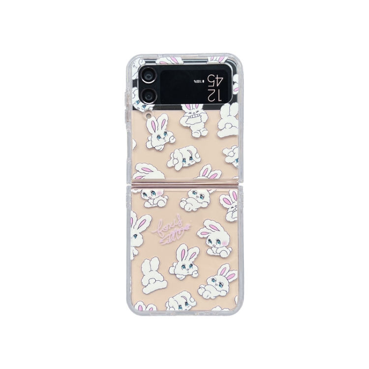 

For Samsung Galaxy Z Flip3 5G Painted Rabbit Pattern Protective Phone Case(Transparent)