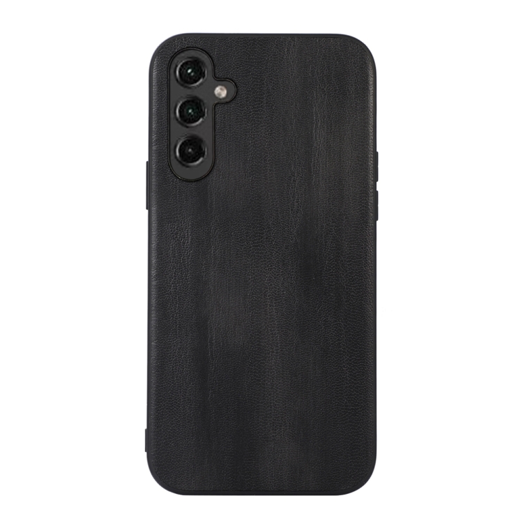 

For Samsung Galaxy A24 4G Yellow Cow Texture PU Phone Case(Black)