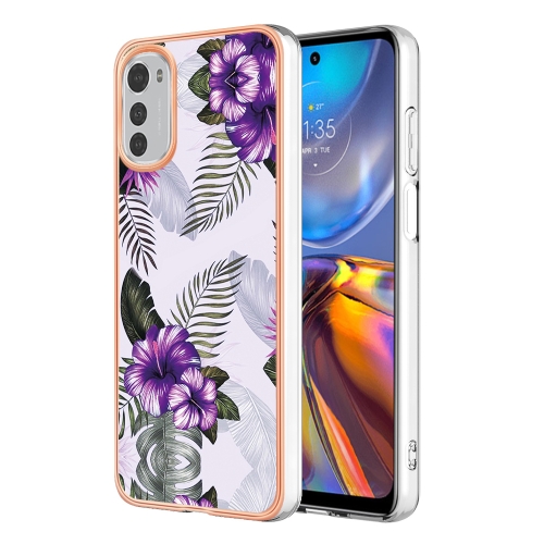 

For Motorola Moto E32 4G / E32S Electroplating IMD TPU Phone Case(Purple Flower)