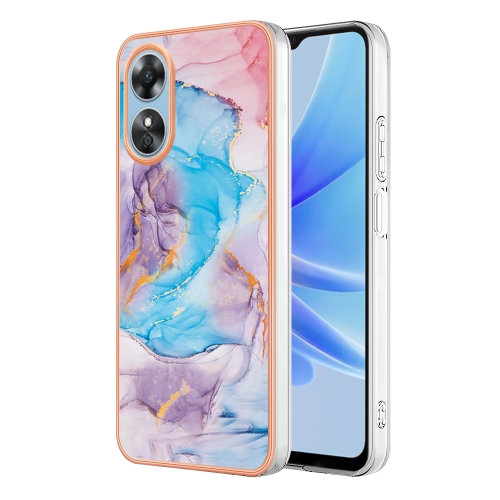 

For OPPO A17 Electroplating IMD TPU Phone Case(Blue Marble)