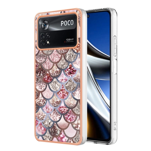 

For Xiaomi Poco X4 Pro 5G Electroplating IMD TPU Phone Case(Pink Scales)