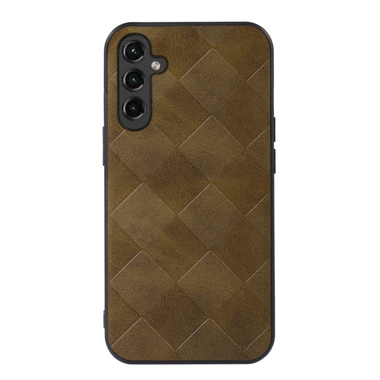 

For Samsung Galaxy A24 4G Weave Plaid PU Phone Case(Green)