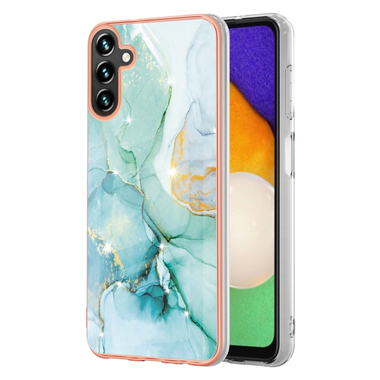 

For Samsung Galaxy A34 5G Electroplating Marble IMD TPU Phone Case(Green 003)