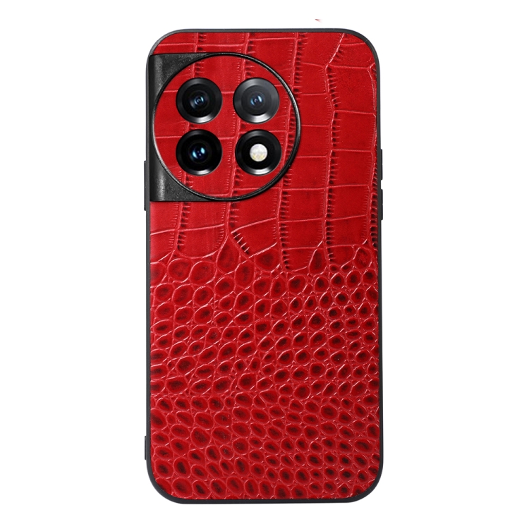 

For OnePlus 11 Crocodile Texture Genuine Leather Phone Case(Red)