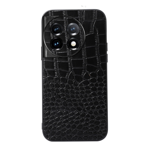 

For OnePlus 11R/Ace 2 Crocodile Texture Genuine Leather Phone Case(Black)