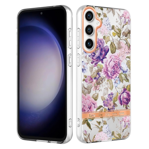 

For Samsung Galaxy S23 FE 5G Flowers and Plants Series IMD TPU Phone Case(Purple Peony)