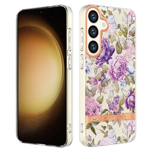 

For Samsung Galaxy S24 5G Flowers and Plants Series IMD TPU Phone Case(Purple Peony)