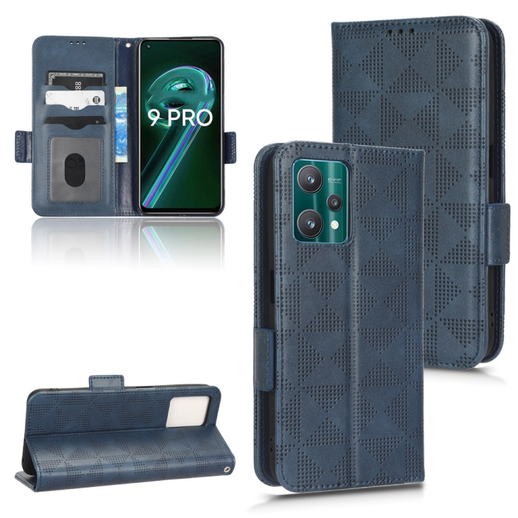 

For Realme 9 Pro / 9 5G / Q5 Symmetrical Triangle Leather Phone Case(Blue)