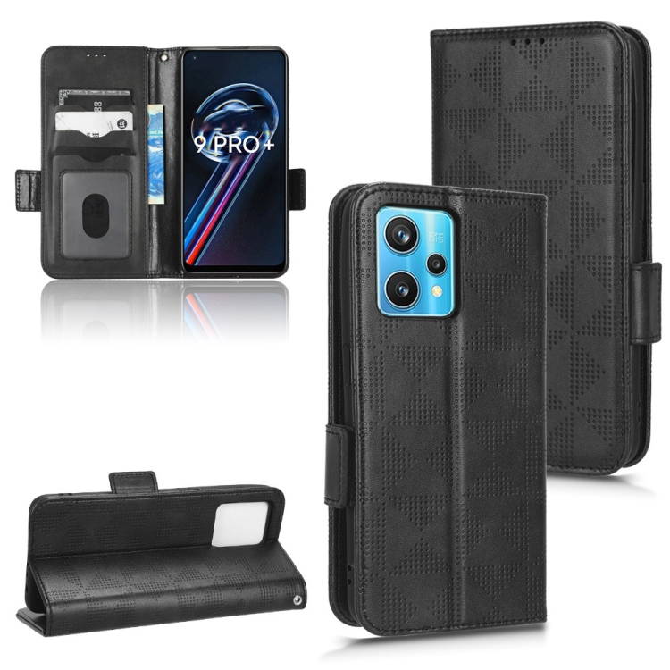 

For Realme 9 Pro+ / 9 4G Symmetrical Triangle Leather Phone Case(Black)